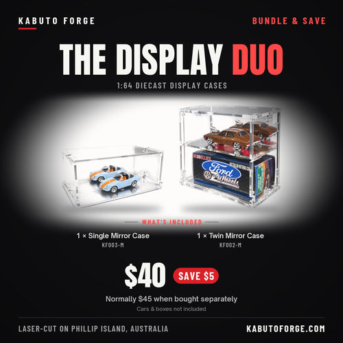 The Display Duo bundle: what's included - 1 × KF003-M Single Mirror Case + 1 × KF002-M Twin Mirror Case, $40 (save $5)