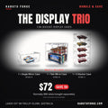 The Display Trio bundle: what's included - 1 × KF003-M Single Mirror Case, 1 × KF002-M Twin Mirror Case and 1 × KF005-S 5 Stacker Case, $72 (save $8)