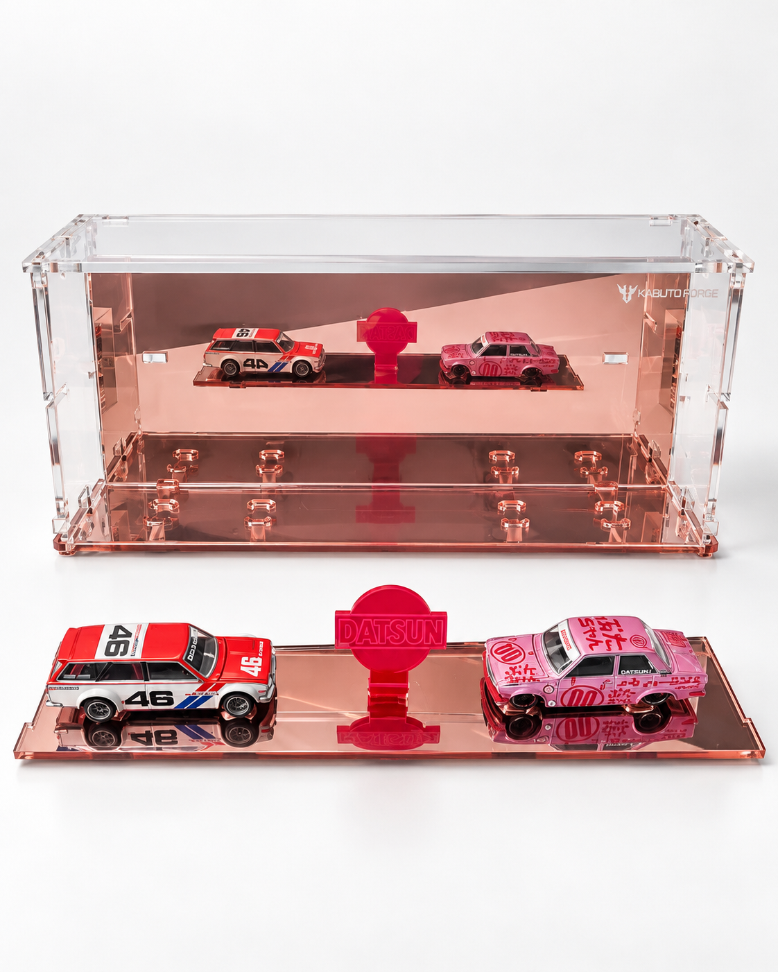 KF003-RG — Latest release Twin  Kaido  Rose-Gold Mirrored Display Case
