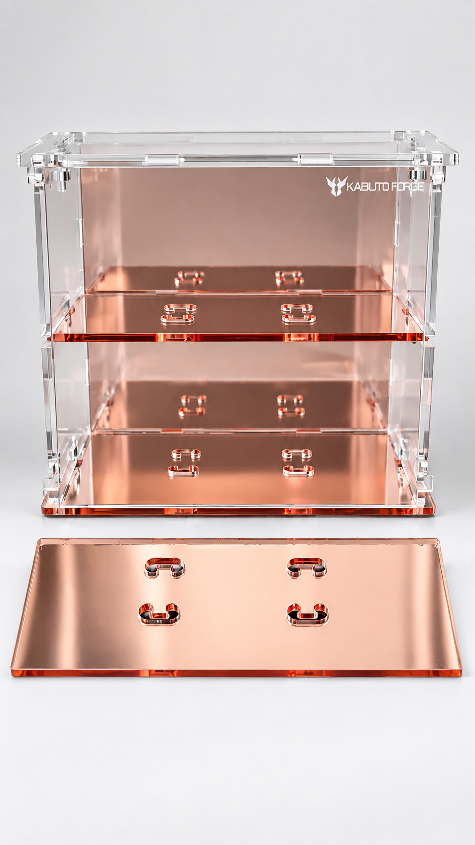 KF002-RG Rose Gold double case with angled top car display