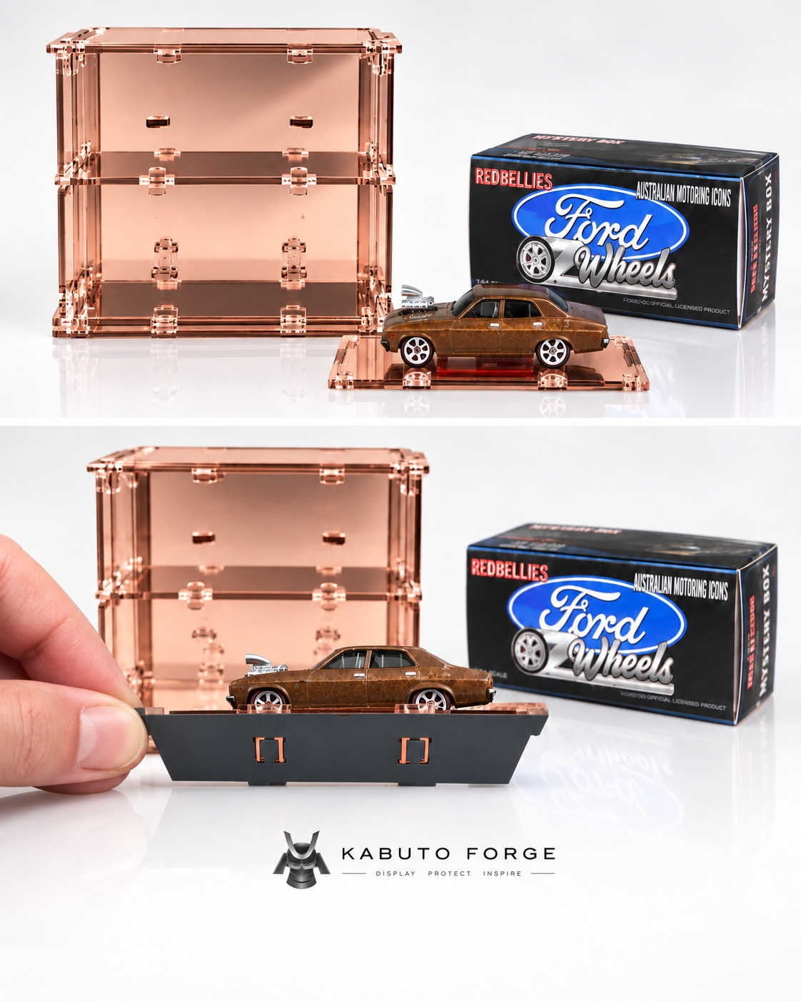 KF002-RG —  Rose-Gold Mirrored Display Case