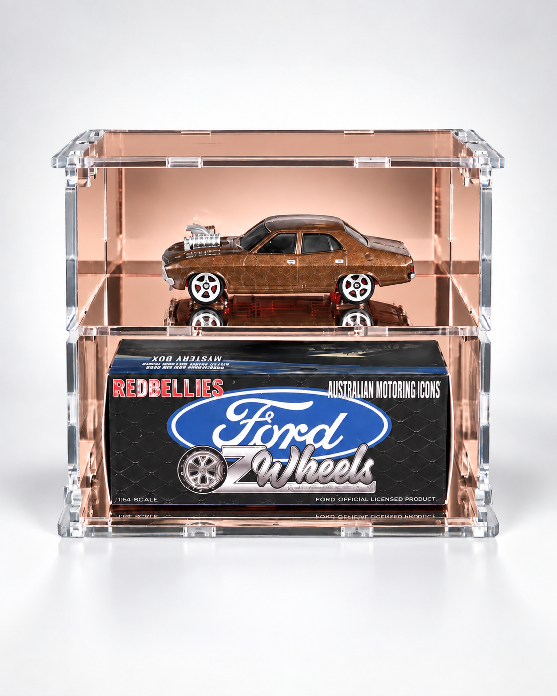 KF002-RG —  Rose-Gold Mirrored Display Case