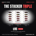 The Stacker Triple bundle: what's included - 3 × KF005-S 5 Stacker 1:64 display cases, 15 cars in total, $95 (save $10)